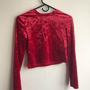 Suede Long Sleeve Crop Top